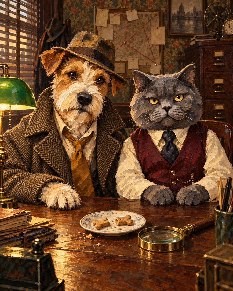 The Biscuit Detectives portrait style example