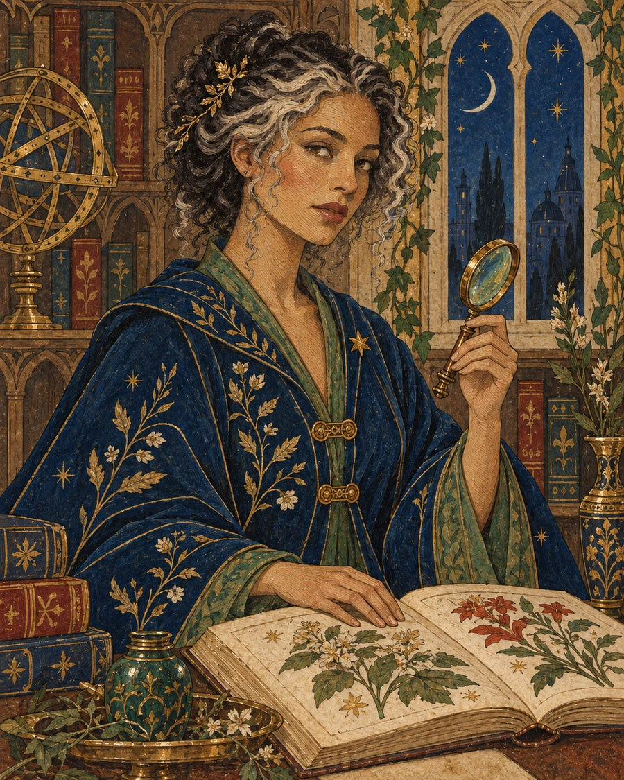 The Enchanted Archivist portrait style example