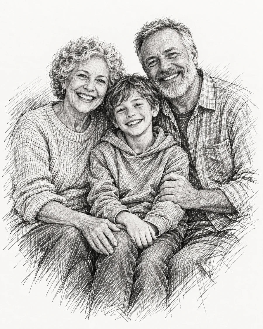 The Family Sketch portrait style example